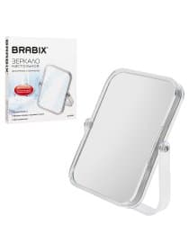 Зеркало настольное BRABIX, 19х16 см, двустороннее, с увеличением, прозрачная рамка, 607423
