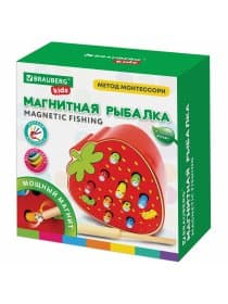 Сортер-рыбалка магнитный деревянный развивающий "Клубника", BRAUBERG KIDS, 665245