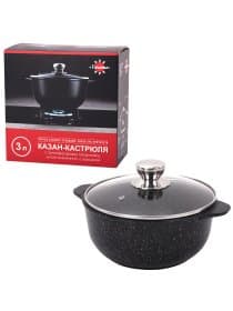 Кастрюля 3 л с жаропрочной крышкой, пятислойное антипригарное покрытие, ГАРДАРИКА "Орион", 1703-04-10
