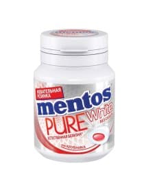 Жевательная резинка MENTOS Pure White "Клубника", 54 г, банка, 67842