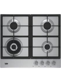 Встраиваемая варочная поверхность HIAW 64225 SX (цв. стальной, 4 газ.конф., 1 WOK-конфорка, эл.поджиг, газ контр., решетки чугун)