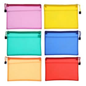 Папка-конверт на молнии Calligrata А6 (175×130 мм), с сеткой внутри, МИКС