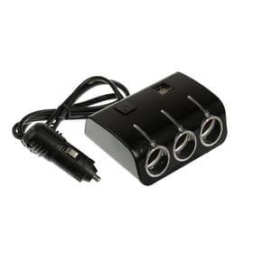 Разветвитель прикуривателя, 3 гнезда, 2 USB 1 А, 60 Вт, 12/24 В, подсветка, провод 70 см
