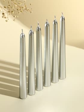 Свечи античные 1.9×20 см, набор 6 шт., серебряный металлик