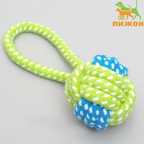 Мячик из каната с ручкой, шарик 5 см, до 30 г, цвет МИКС