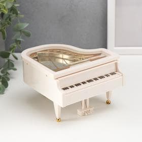 Шкатулка музыкальная механическая «Белый рояль с балериной», 12×13.5×8.5 см