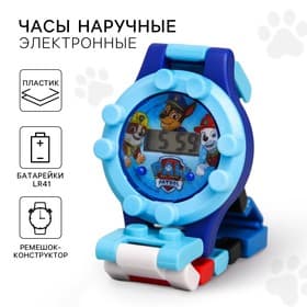 Часы наручные лего, Щенячий патруль, с ремешком-конструктором