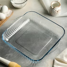 Форма для запекания Paşabahçe Borcam, 3.2 л, 28×28×6 см, с ручками, жаропрочное стекло