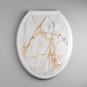Сиденье для унитаза «Декор. Белый мрамор», 44×36 см, с крышкой, белое