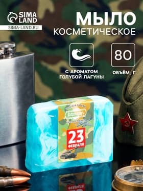 Мыло косметическое «С днём защитника отечества» голубая лагуна, 80 г