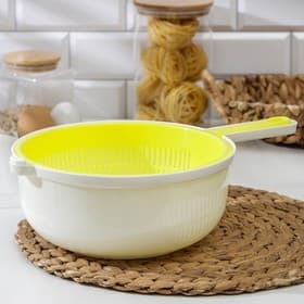 Дуршлаг с поддоном Альтернатива, 3 л, d=25 см, h=11.5 см, пластик, МИКС