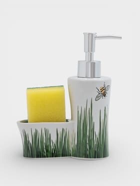 Дозатор для моющего средства с подставкой для губки Доляна «Травка», 240 мл