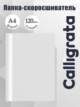 Папка-скоросшиватель Calligrata, А4, 120 мкм, белая, прозрачный верх
