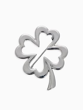 Брошь «Клевер», контур, цвет серебро
