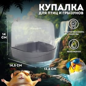 Купалка для птиц, 145×136×140 мм, серебристая