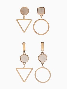 Серьги «Ракушка», треугольник полый, белые в золоте, форма МИКС