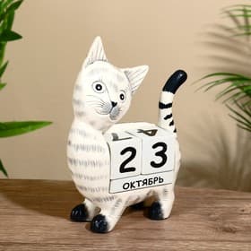 Вечный календарь «Кошечка», 15×22×6 см, дерево