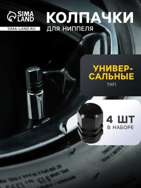 Колпачок на вентиль TORSO, черный, металл набор 4 шт.