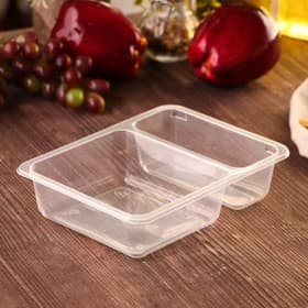 Контейнер под запайку, 2 секции, 555 мл, К-190x144x45Г-2/30, цвет прозрачный