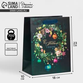 Пакет подарочный новогодний ламинированный «С Новым годом», MS 18×23×10 см