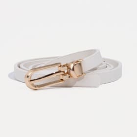 Ремень женский, ширина 1 см, пряжка металл, белый