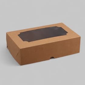 Коробка складная с окном под зефир, крафт, 25×15×7 см