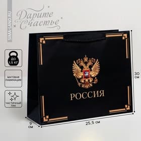 Пакет подарочный, упаковка, «Россия в душе моей», 30×25.5×9 см