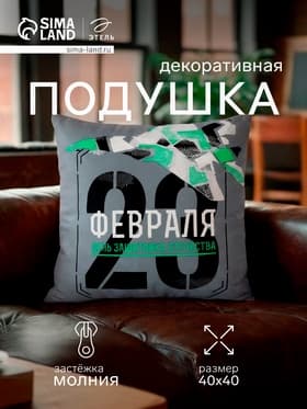 Подушка декоративная «Этель. Самолёт. 23 февраля», 40×40 см, велюр, серая