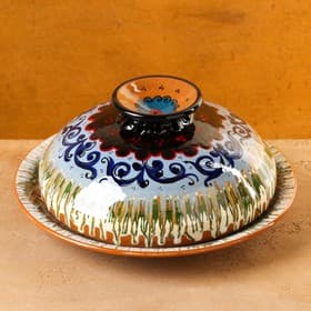 Блинница узбекская Риштанская керамика, d=26.5 см, разноцветная