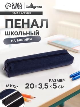 Пенал школьный на молнии Calligrata «Джинс», 1 отделение, текстиль, МИКС