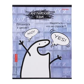 Тетрадь предметная 48 листов в клетку Школьные мемасики "Английский язык", обложка мелованный картон, тиснение холст, блок офсет