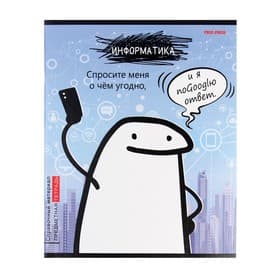 Тетрадь предметная 48 листов в клетку Школьные мемасики "Информатика", обложка мелованный картон, тиснение холст, блок офсет