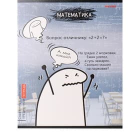 Тетрадь предметная 48 листов в клетку Школьные мемасики "Математика", обложка мелованный картон, тиснение холст, блок офсет