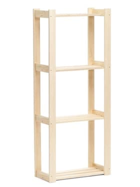 Стеллаж деревянный, 4 полки, 150×64×27.5 см, хвоя, второй сорт, напольный, «Добропаровъ»
