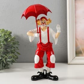 Фигурка полистоун «Клоун с красным зонтом», бело-красный, 11.5×9×24 см