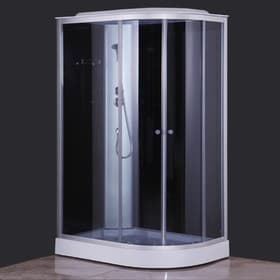 Душевая кабина Comforty 301L, серое стекло, задняя чёрная стеклянная панель, 120×80×215 см