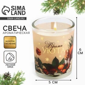 Ароматическая свеча новогодняя в стакане «Время уюта», лесной орех, 5×6 см