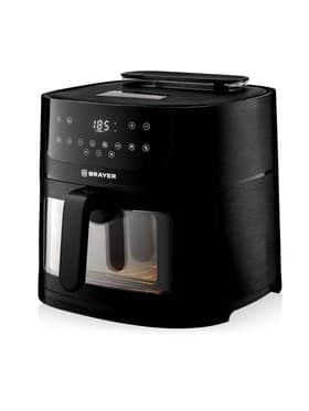 Аэрогриль BRAYER 2042BR, 8 л, 1800 Вт, 8 программ, 80-200°С, LCD-дисплей, чёрный