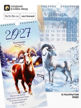 Календарь 2027 на ригеле «Символ года», 16.5×34 см