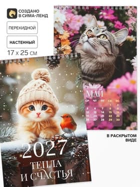Календарь 2027 на пружине без ригеля «Котик»