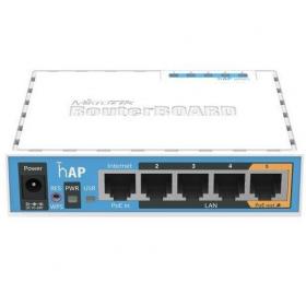 Роутер Wi-Fi MikroTik hAP RB951Ui-2nD, CPU 1 Core, 64MB RAM, 2.4GHz 300Mb/s, 5xLAN 100Mb/s, USB, Passive PoE, RouterOS (L4)