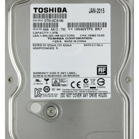Жесткий диск HDD TOSHIBA 1TB DT01ABA100V Surveillance 32MB 5700RPM SATA3