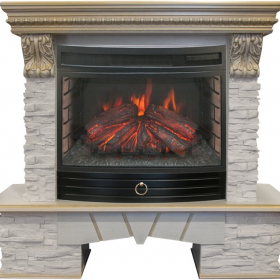 Комплект Real Flame портал stone Rockland LUX 25/25.5 WT с 2D-очагом Firefield 25