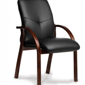 Конференц-кресло MULTI-OFFICE MERCURY D с низкой спинкой на каркасе черная ЭКОкожа/т.орех