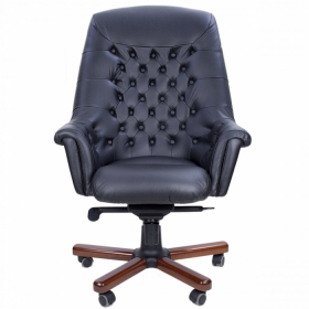 Кресло для руководителя MULTI-OFFICE ZURICH A с высокой спинкой черная кожа+к/з/темн орех