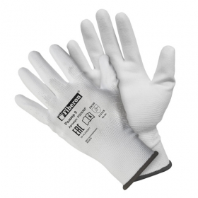 Перчатки 'Для точных работ', полиэстер, полиуретановое покрытие, в и/у, 9(L), белые, Fiberon Ош