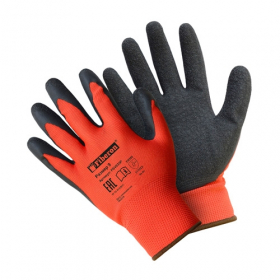 Перчатки 'Надёжный захват скользких предметов', полиэстер, текстурированное латексное покрытие, в и/у, 9(L), красный+черный, Fiberon Ош