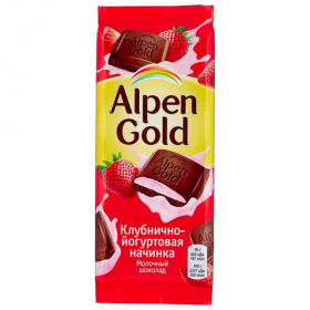 Альпен Гольд молочный с клубнично-йогуртовой начинкой флоу-пак 90 г Ош