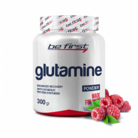 Аминокислоты Be First Glutamine Powder 300 гр, малина Ош