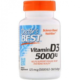 Витаминный комплекс Doctor's Best, Vitamin D3 125 mcg (5,000 IU) 360 капсул